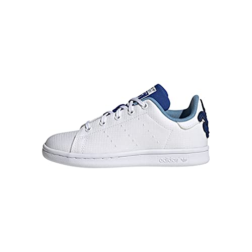 adidas Originals Tenis de moda Stan Smith EL C para niÃ±os, Blanco/Blanco/Team Royal Blue, 1 US Little Kid