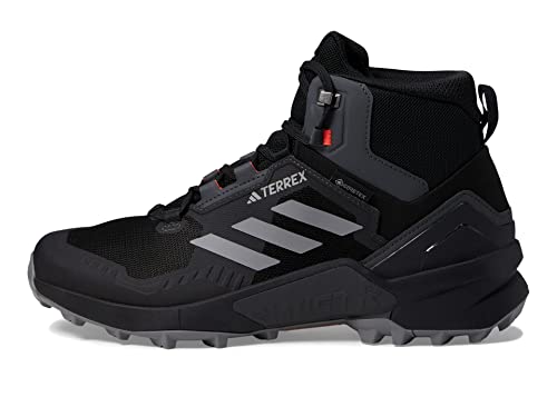 adidas Terrex Swift R3 Mid Gore-TEX - Zapatos de senderismo para hombre, Negro/Gris/Rojo Solar 1, 44 EU
