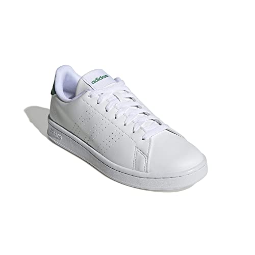 adidas Advantage, Tennis Shoe Hombre, Cloud White/Cloud White/Green, 45 1/3 EU